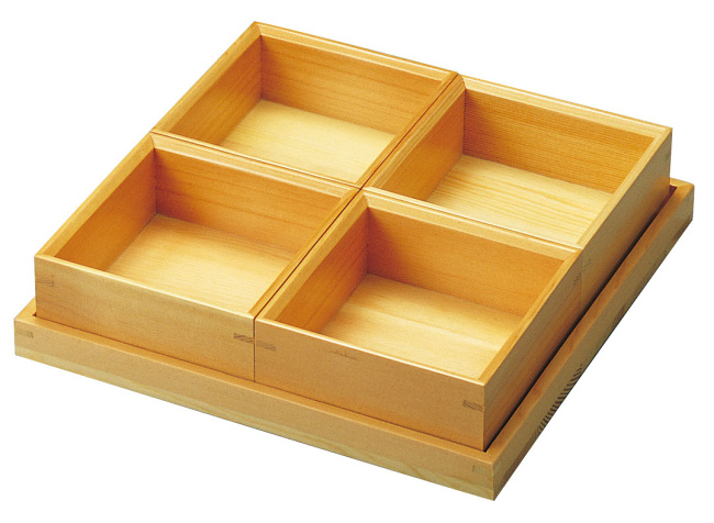 ※料理箱(W27064)4点＋正角トレイ(大)(W27067)1点セット