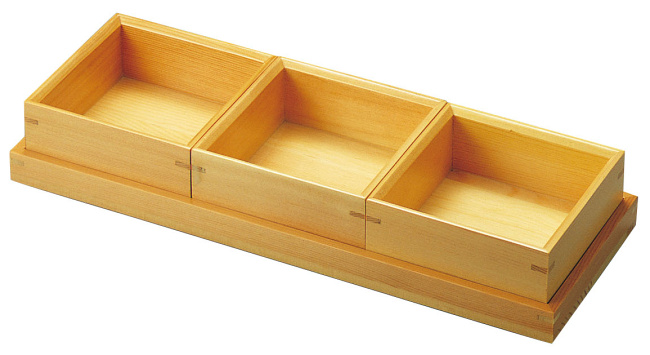 ※料理箱(W27064)3点＋長角トレイ(W27068)1点セット