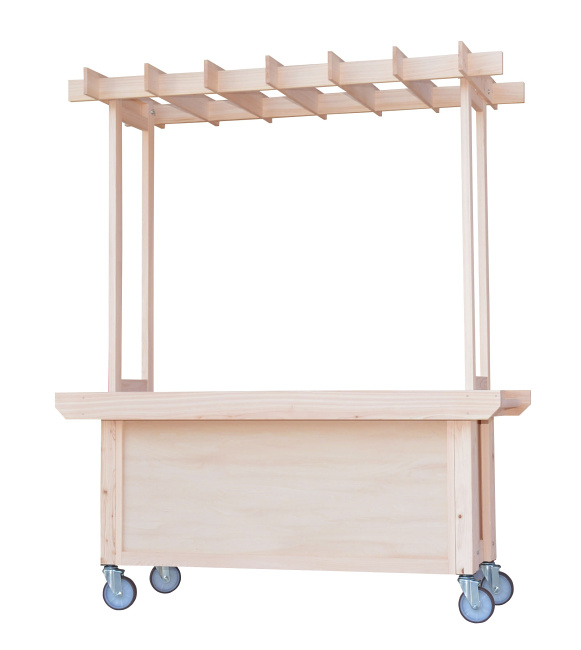 ※テーブル：約H80cm　※天板：シナ合板 ※キャスターφ12.5cm　４輪ストッパー付き ※両側持ち手付き ※塗装付き可能です。お問い合わせ下さい。