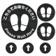 足跡マークステッカー【6枚1組】床面滑り止め付フロアシール(糊付) 焼杉風 (SMFS-005) 焼杉風