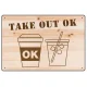 TAKE OUT OK 木目調 ドリンク オリジナルプレート看板 W450×H300 エコユニボード (SP-SMD360-45x30U) W450×H300 エコユニボード