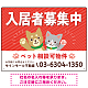 可愛らしい犬猫イラストで入居者募集中をアピールできる不動産向けプレート看板 レッド W600×H450 エコユニボード(SP-SMD738B-60x45U) レッド W600×H450 エコユニボード