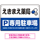 カラフルな薬剤モチーフが目を引くデザイン 駐車場向けデザインプレート看板 ブルー W450×H300 エコユニボード(SP-SMD767A-45x30U) ブルー W450×H300 エコユニボード