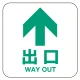 フロアシート 糊付「矢印・出口」床面滑り止め加工ラミネート仕様  緑文字/白地 正方形(30cm角) 緑文字/白地 正方形(30cm角)