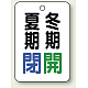 バルブ開閉表示板 65×45 5枚1組 夏期閉(青)・冬期開(緑) (454-35)