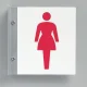 トイレ突き出し表示 プレート/アクリル 金 具/アルミ 女子用 150×150 (842-53A) 女子用 150×150