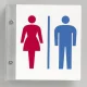 トイレ突き出し表示 プレート/アクリル 金 具/アルミ 男女共用 150×150 (842-54A) 男女共用 150×150