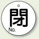 バルブ開閉表示札 丸型 両面表示 5枚1組 閉 (白地/黒字) 60mmφ (854-82) 閉 (白地/黒字) 60mmφ
