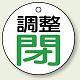 バルブ開閉表示板 丸型 50mmφ（5枚1組） 調整閉 (856-02) 調整閉