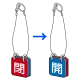 バルブ開閉表示板 両面 マグネットロック式 青開/赤閉 5セット1組 (857-60) 青開/赤閉