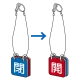 バルブ開閉表示板 両面 マグネットロック式 赤開/青閉 5セット1組 (857-61) 赤開/青閉
