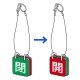 バルブ開閉表示板 両面 マグネットロック式 赤開/緑閉 5セット1組 (857-62) 赤開/緑閉