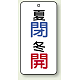 バルブ開閉透明ステッカー 80×40 エコユニボード 夏閉(青)・冬開(赤) (858-99)