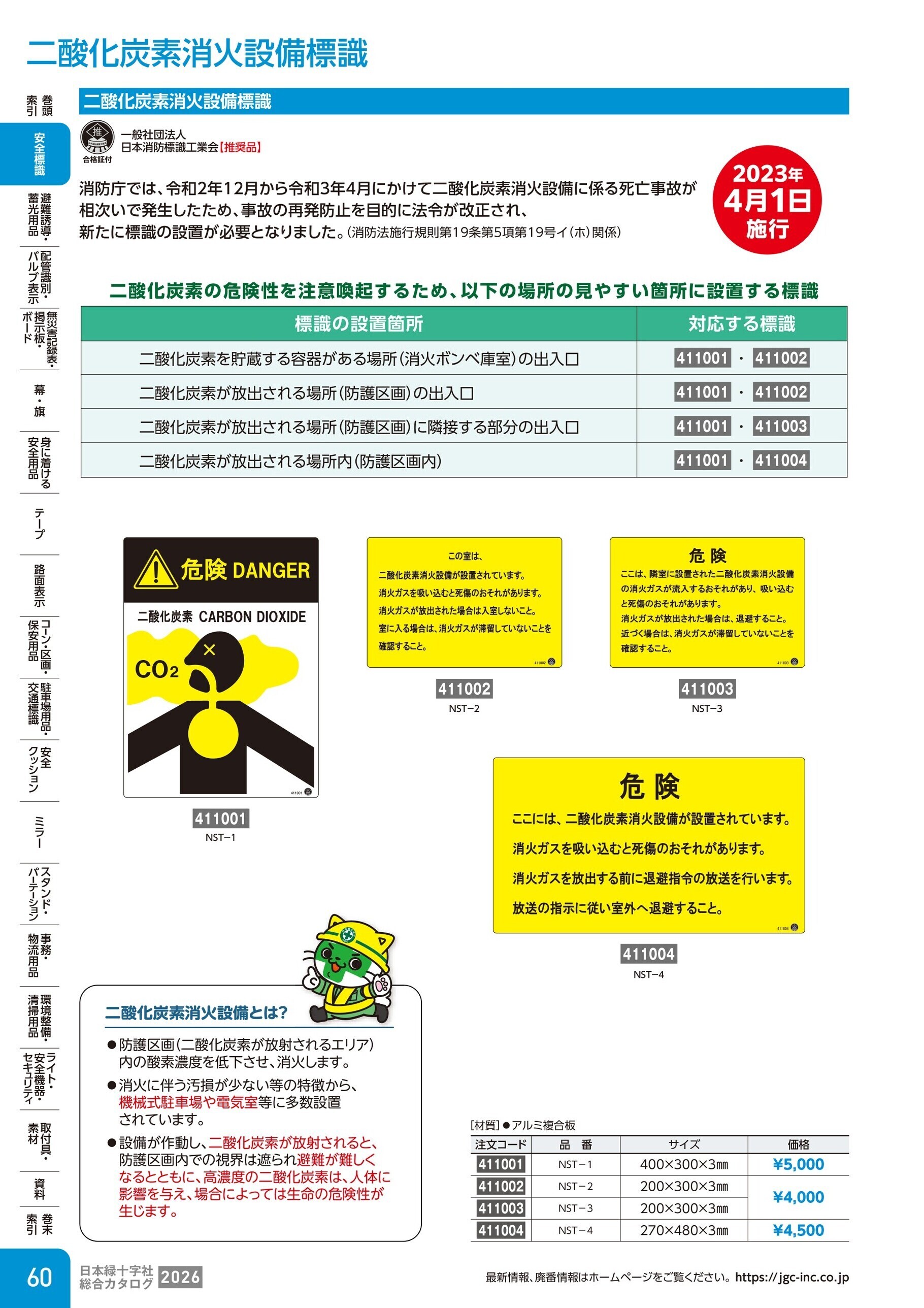カタログ P.60-安全標識／二酸化炭素消火設備標識