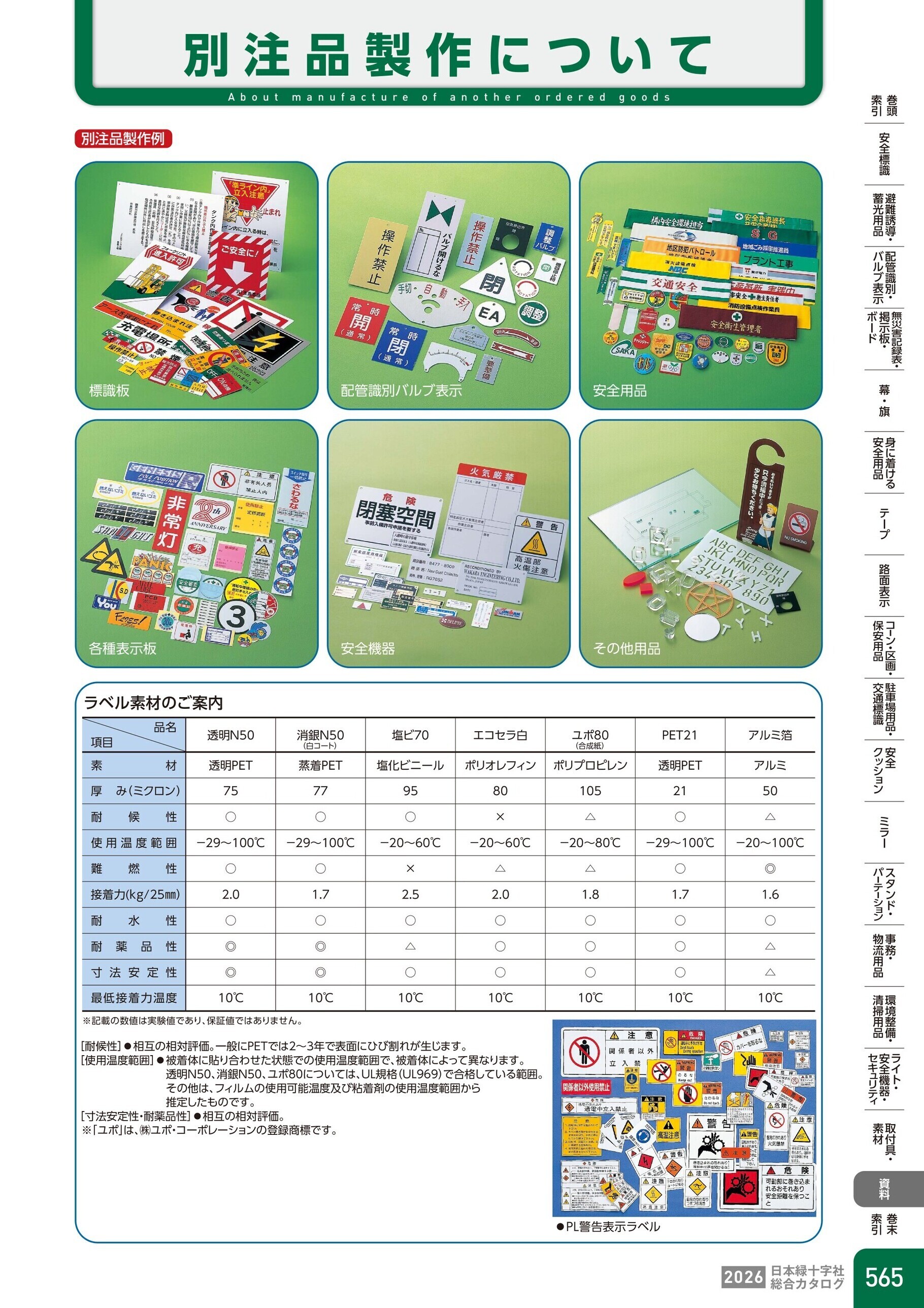 カタログ P.565-資料／別注品製作について