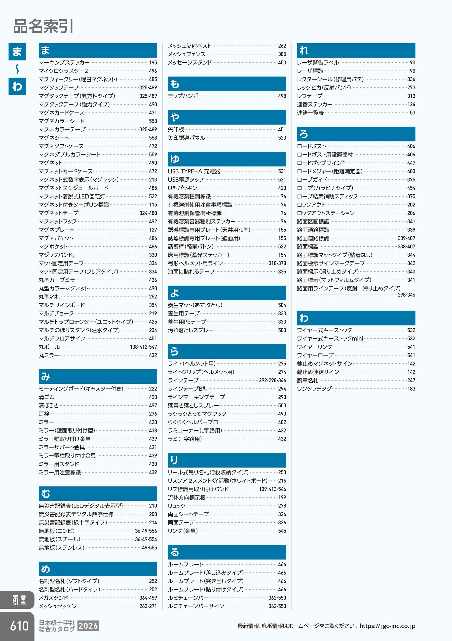 カタログ P.610-巻末索引／品名索引