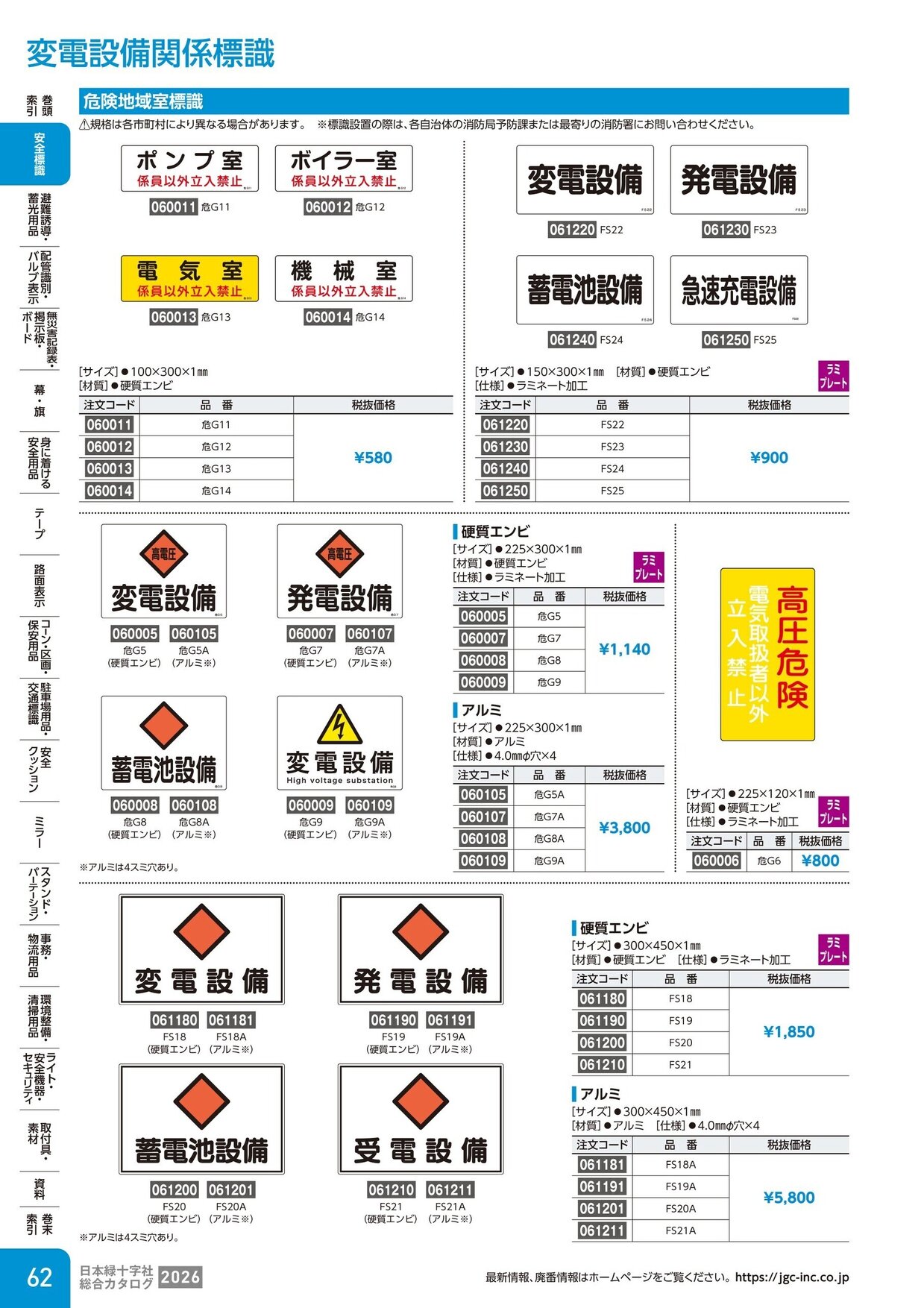 日本緑十字社 安全用品・安全標識総合カタログ 2026 P.62
