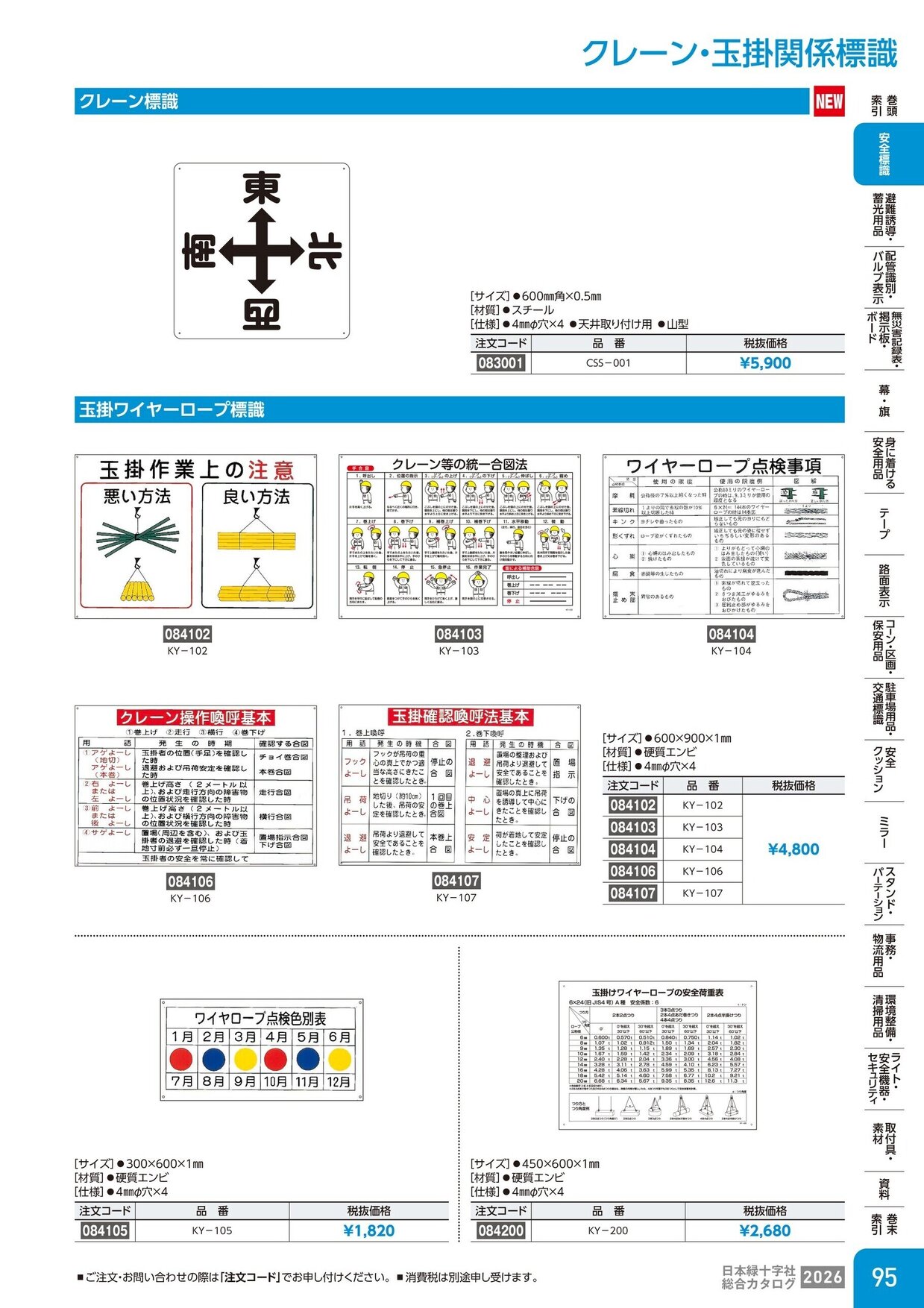 日本緑十字社 安全用品・安全標識総合カタログ 2026 P.95