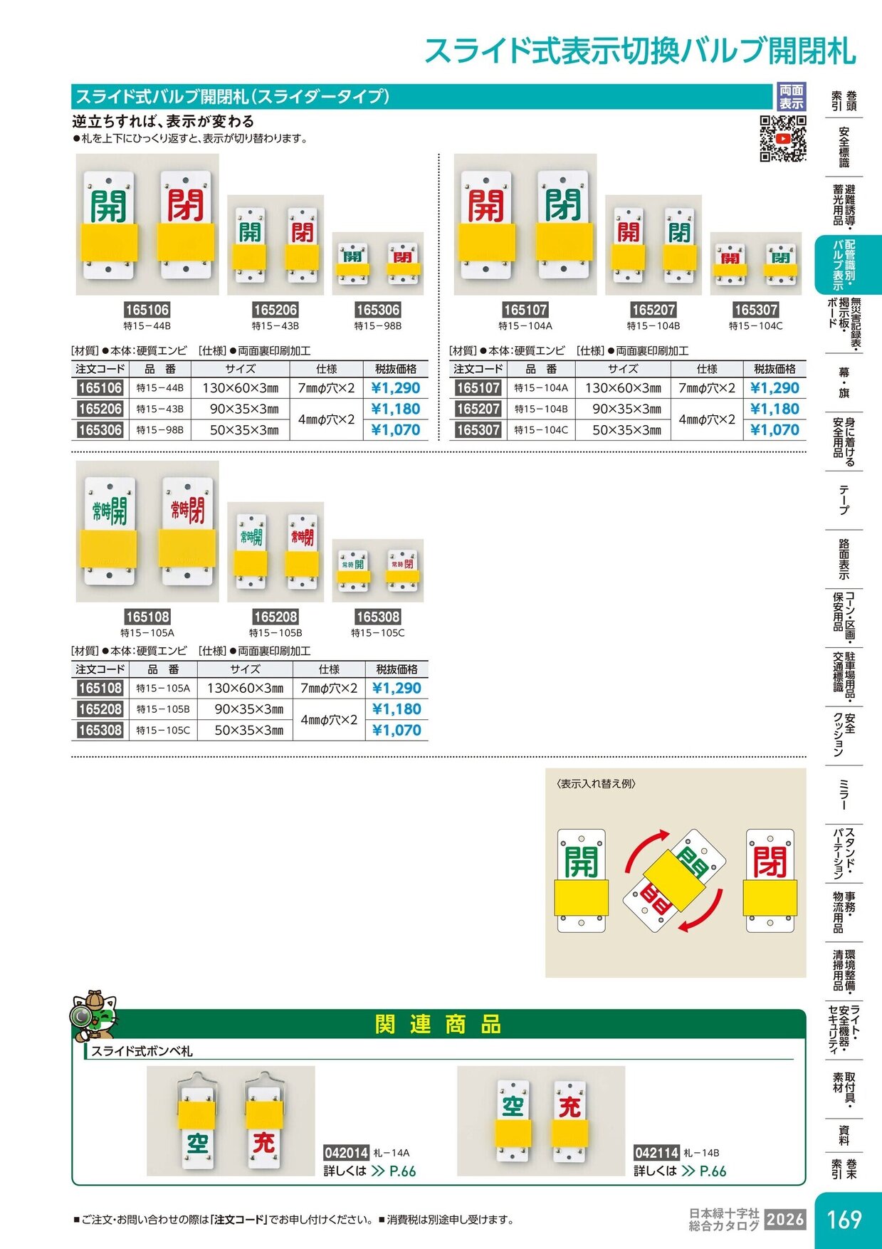 日本緑十字社 安全用品・安全標識総合カタログ 2026 P.169