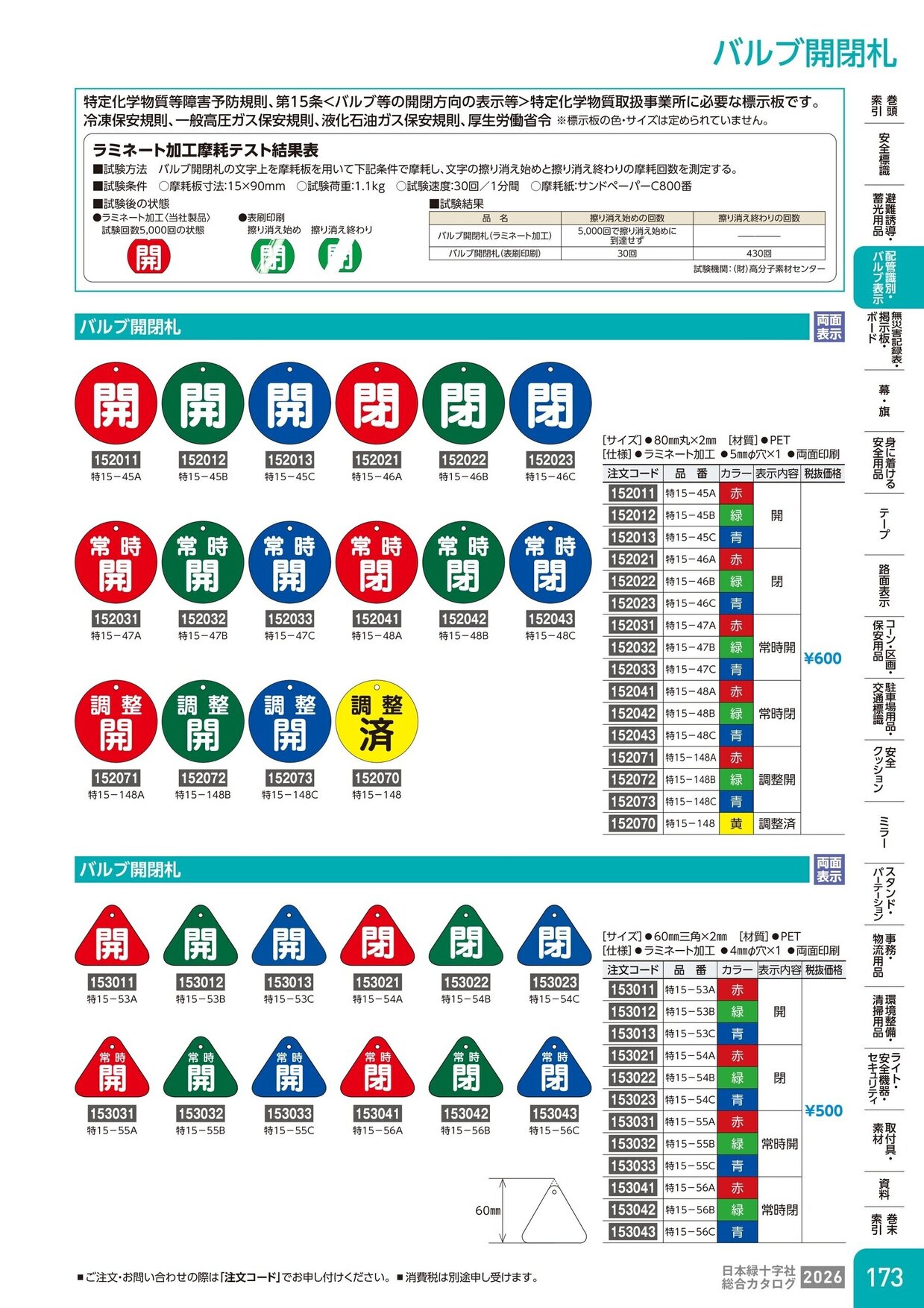 日本緑十字社 安全用品・安全標識総合カタログ 2026 P.173