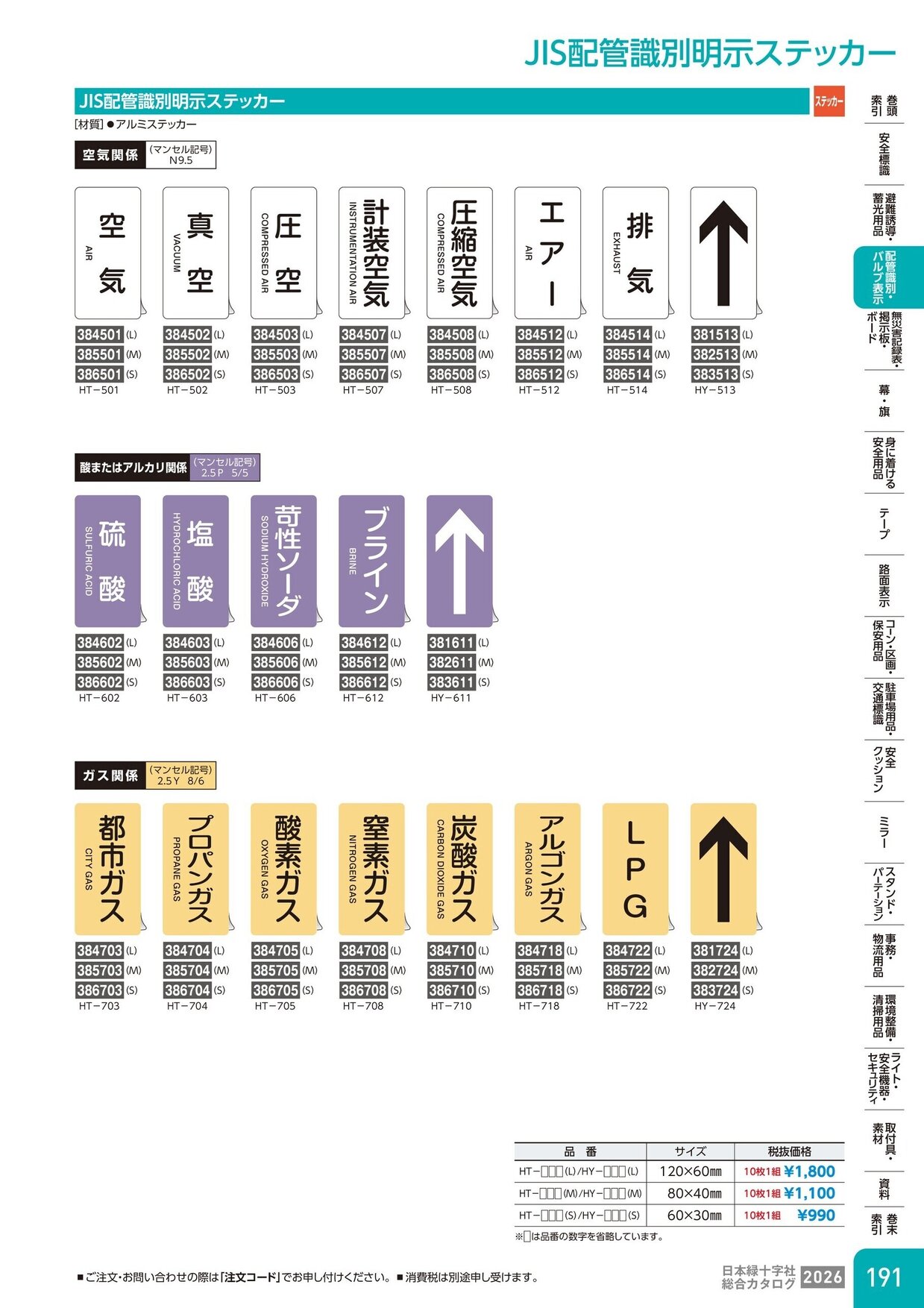 日本緑十字社 安全用品・安全標識総合カタログ 2026 P.191