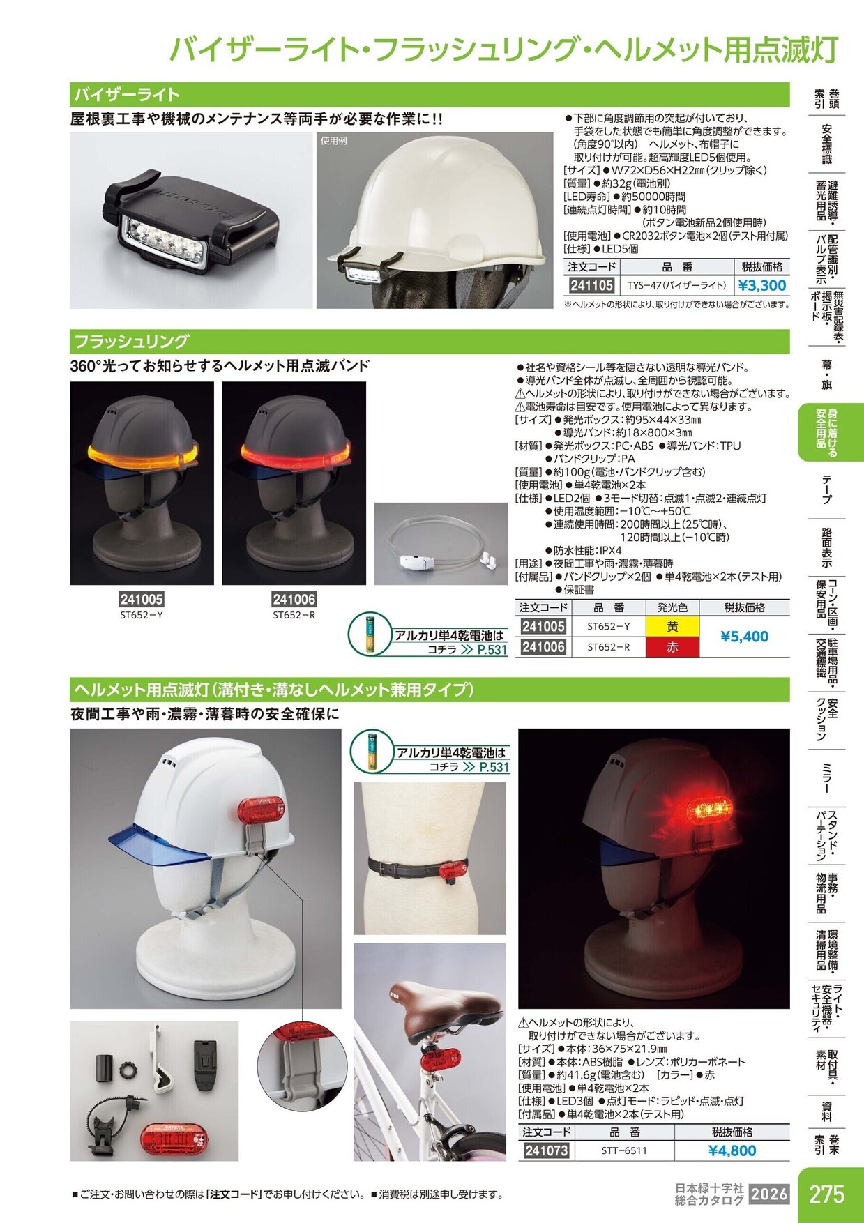 日本緑十字社 安全用品・安全標識総合カタログ 2026 P.275