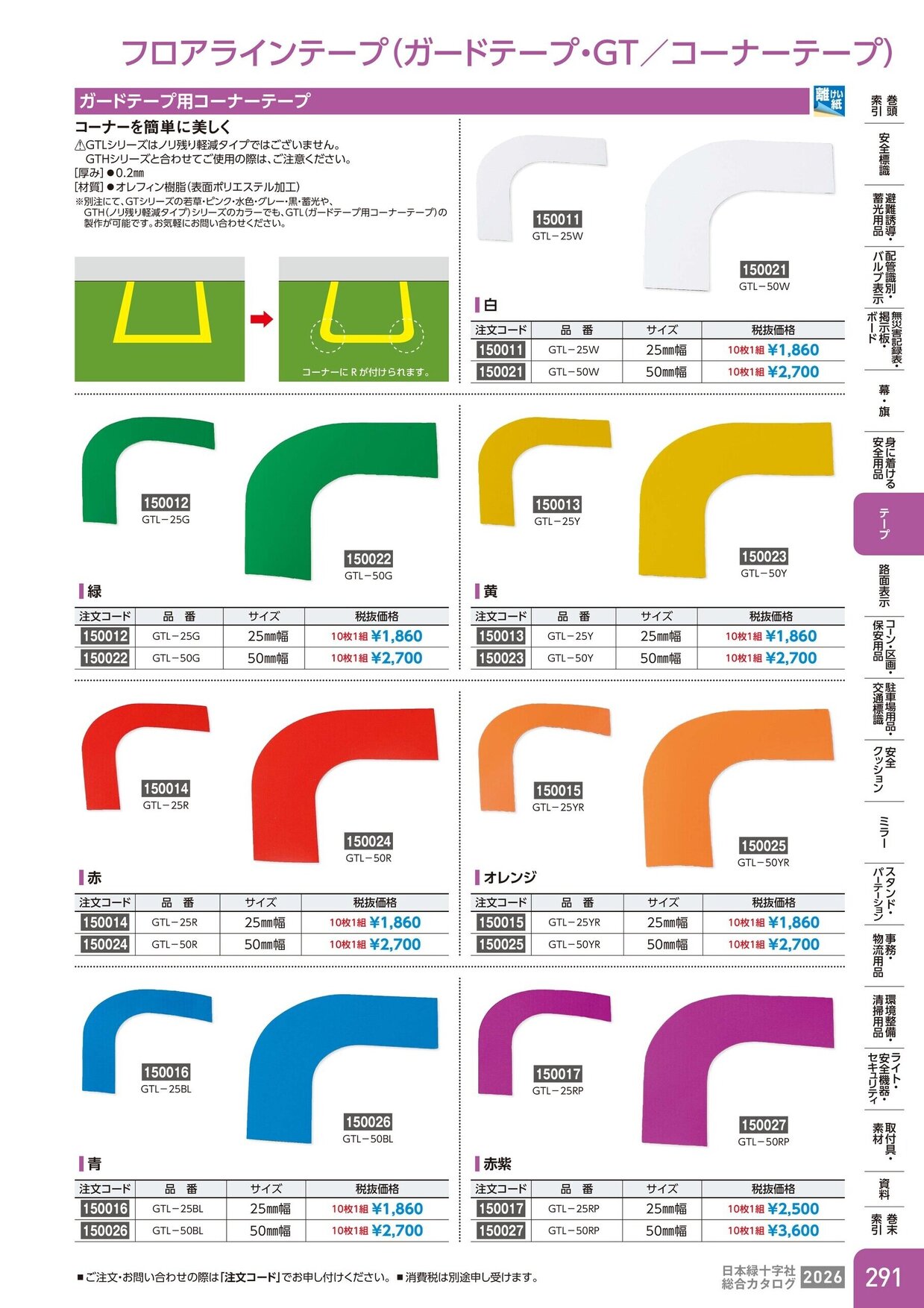 日本緑十字社 安全用品・安全標識総合カタログ 2026 P.291