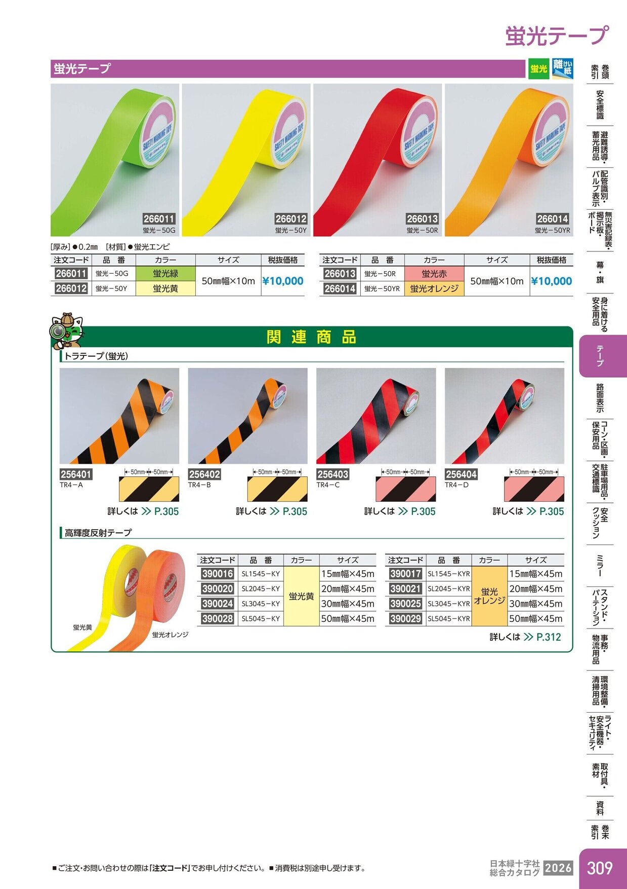 日本緑十字社 安全用品・安全標識総合カタログ 2026 P.309