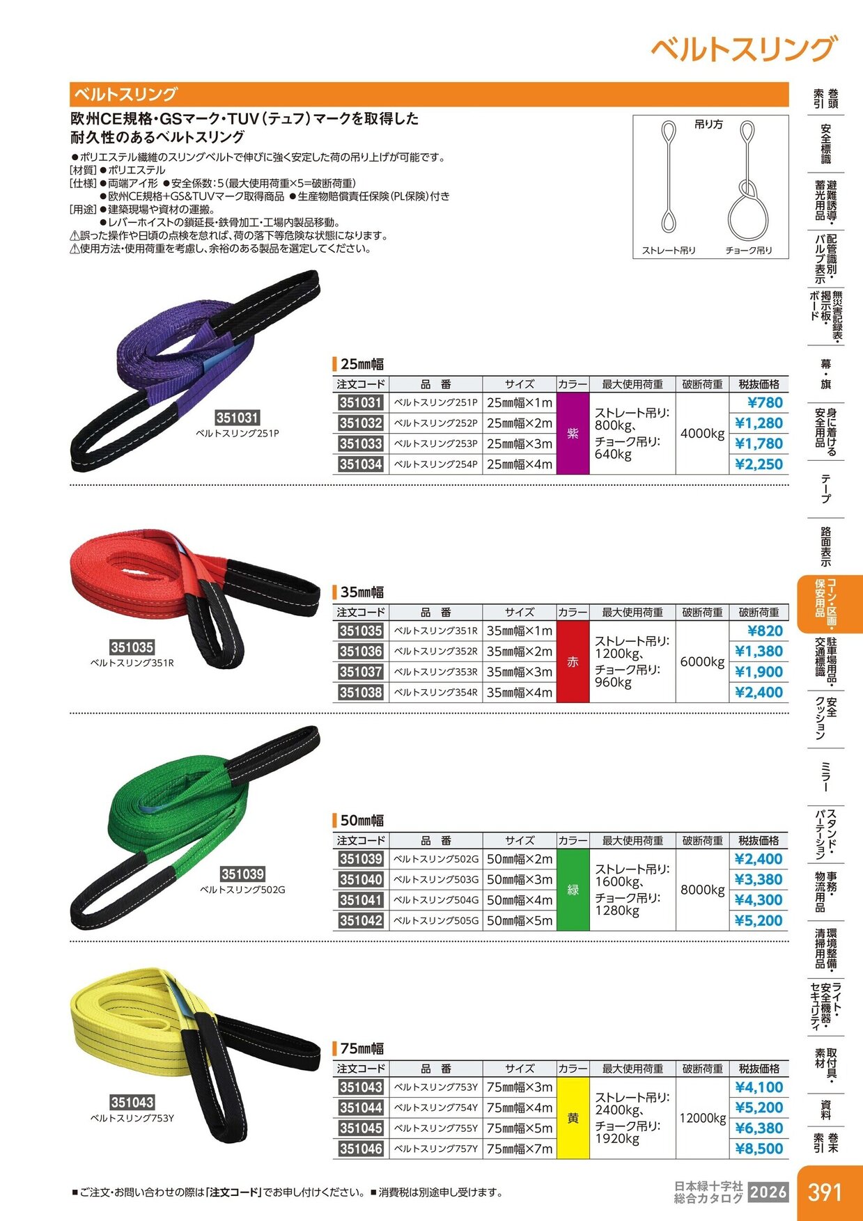 日本緑十字社 安全用品・安全標識総合カタログ 2026 P.391