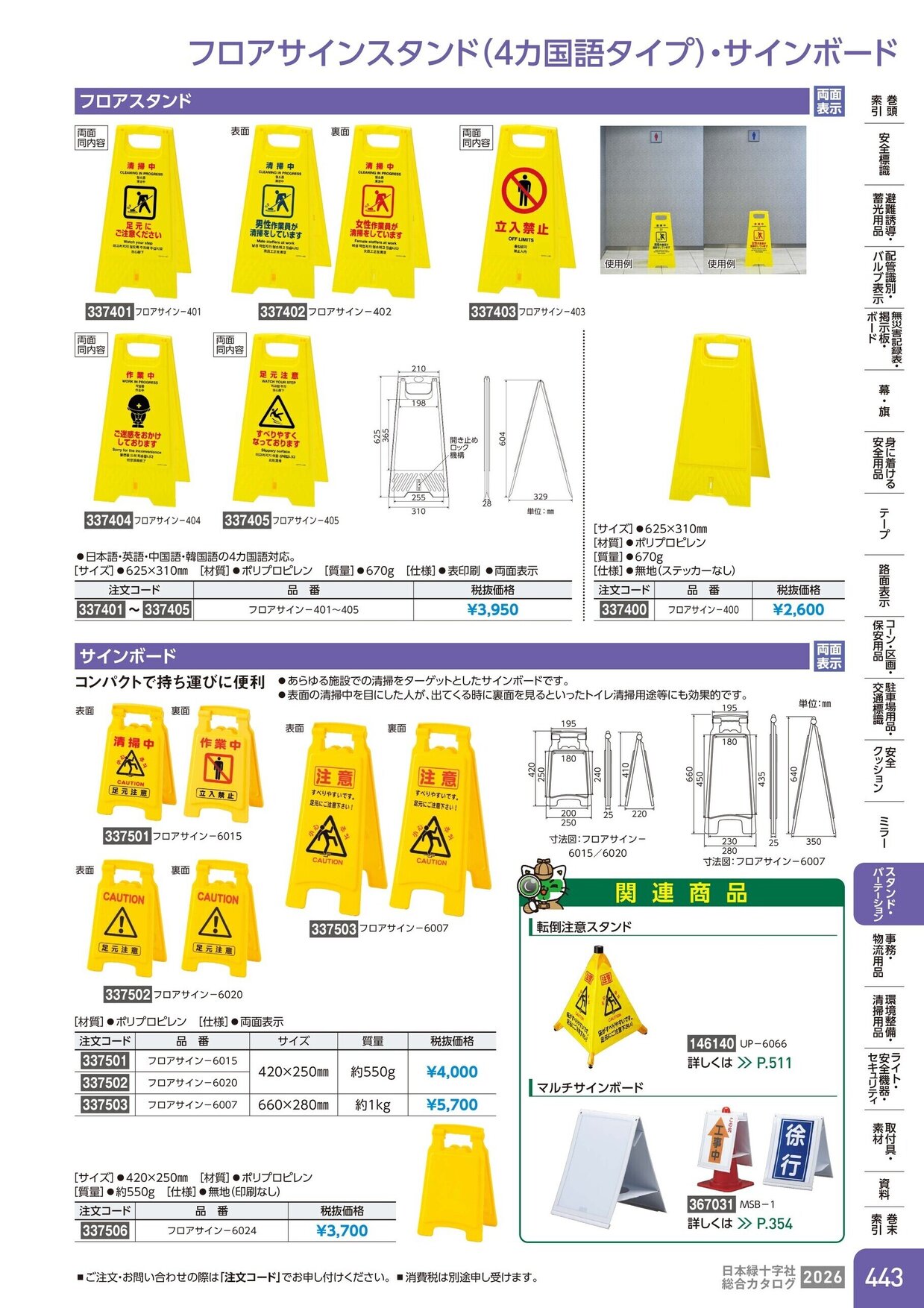 日本緑十字社 安全用品・安全標識総合カタログ 2026 P.443