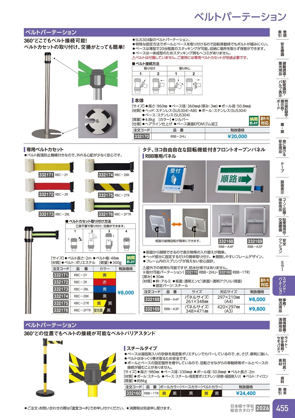 日本緑十字社 安全用品・安全標識総合カタログ 2026 P.455