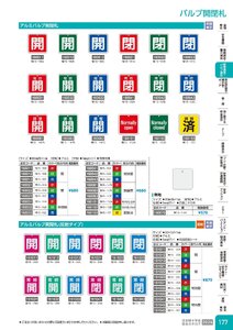 日本緑十字社 安全用品・安全標識総合カタログ 2026 P.177 - 配管識別・バルブ表示／バルブ開閉札
