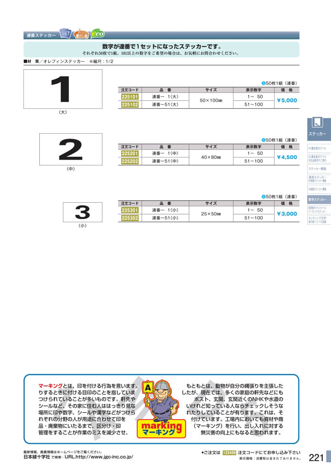 カタログ P.221-数字ステッカー／数字ステッカー (1)