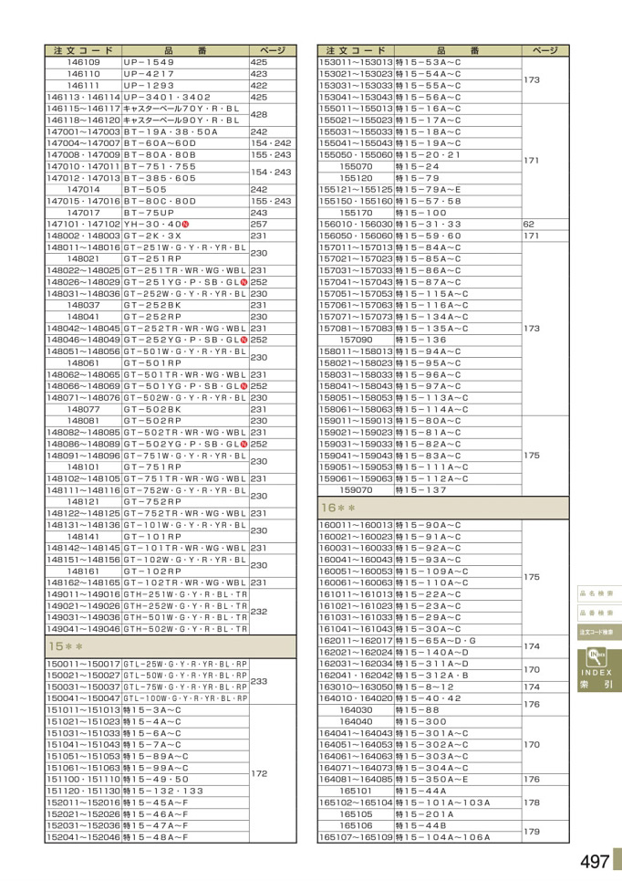 カタログ P.497-注文コード検索／注文コード検索 3 (1)