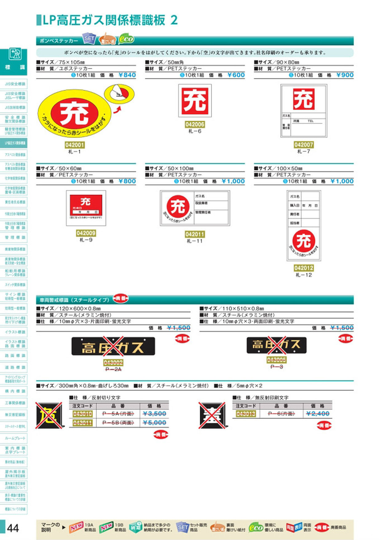 安全用品・安全標識総合カタログ 2019B P.44