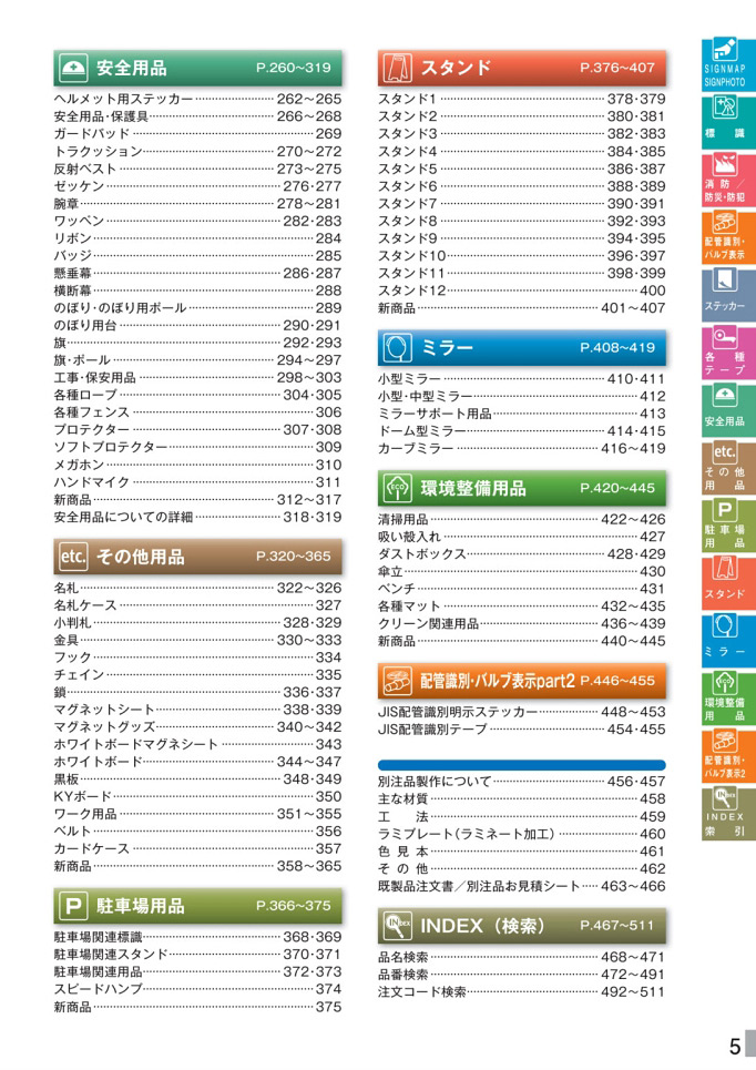 安全用品・安全標識総合カタログ 2019B P.5 - 目次／目次 (1)