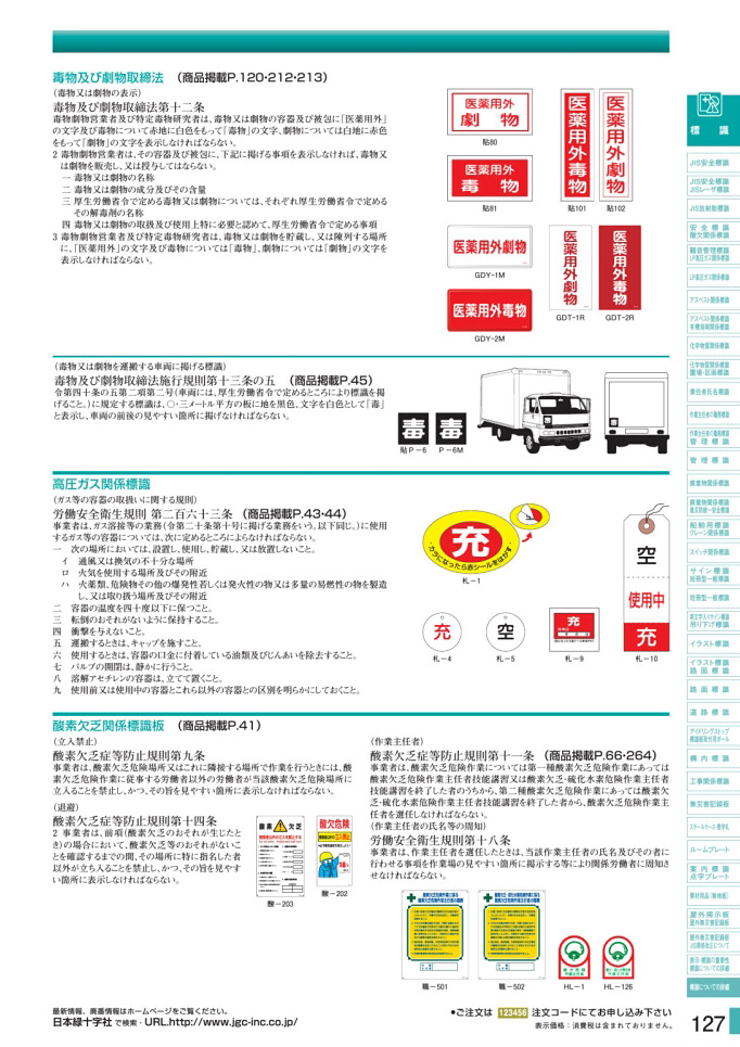 安全用品・安全標識総合カタログ 2019B P.127 - 標識板についての詳細／標識板についての詳細 (2)