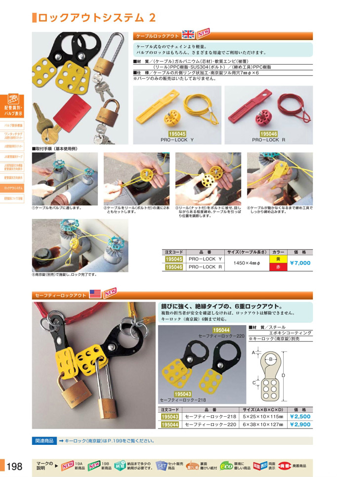 安全用品・安全標識総合カタログ 2019B P.198 - ロックアウトシステム／ロックアウトシステム 1 (2)