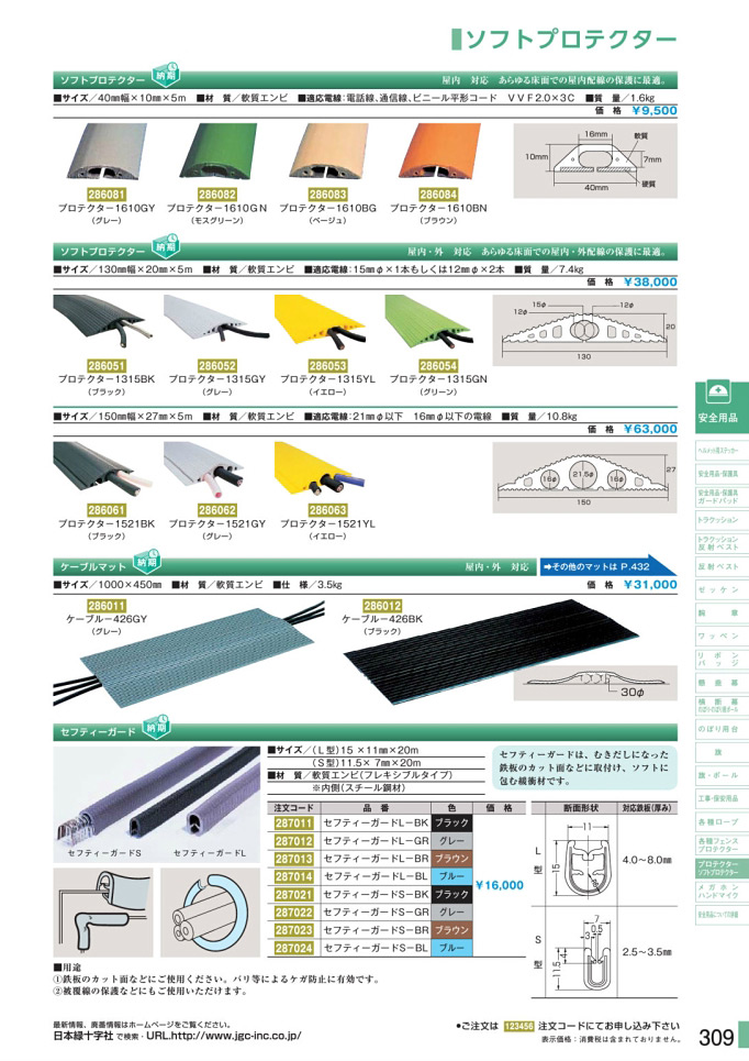 安全用品・安全標識総合カタログ 2019B P.309 - プロテクター／プロテクター 2